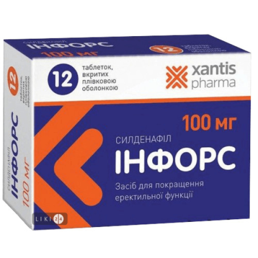 Інфорс таблетки, п/плів.обол.100 мг №12 (4х3)